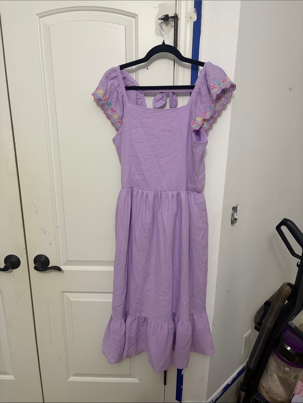 Blueberi Boulevard Lavender Embroidered Ruffle Maxi Dress